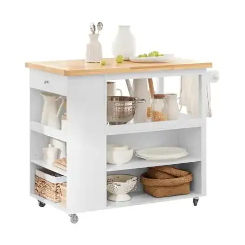 Kücheninsel SoBuy FKW97-WN Design mit Klappe, Regalfächern