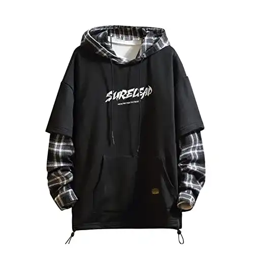 Hoodie Herren GURUNVANI Japan Style Patchwork-Hoodies für Herren