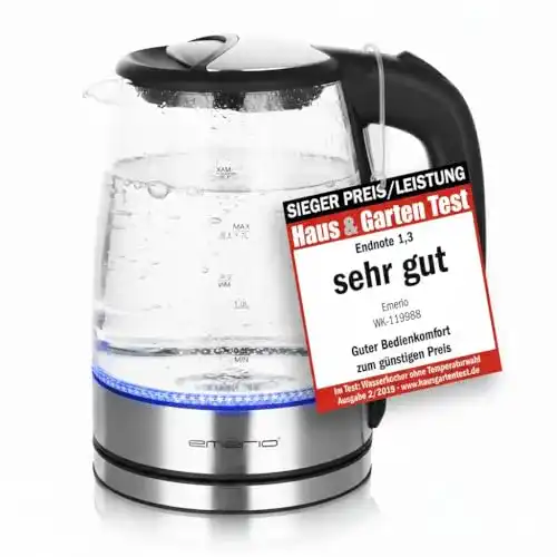 Wasserkocher 1,7 Liter Emerio WK-119988 Glas Wasserkocher