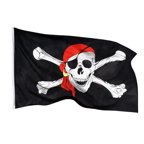 Piratenflagge Aricona, Fahne mit Totenkopfdesign Messing-Ösen