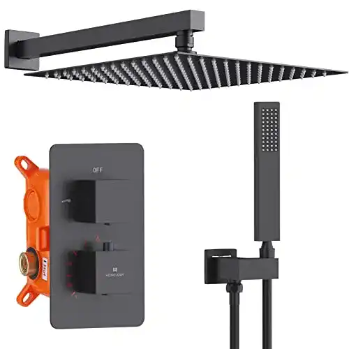 Unterputz-Duschsystem HOMELODY Schwarz, mit Thermostat