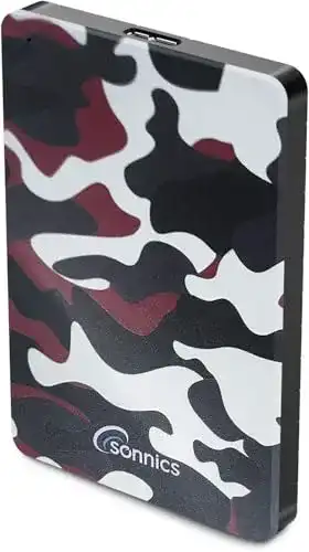 Externe Festplatte (500 GB) Sonnics 500GB Rot Camo, USB 3.0