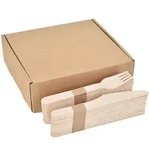 Holzbesteck Linkbro 200 Stücke Einwegbesteck Set, Umweltfreundlich