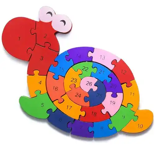 Zahlenpuzzle Lobome Schnecke Holzspielzeug | Zahlen Buchstaben
