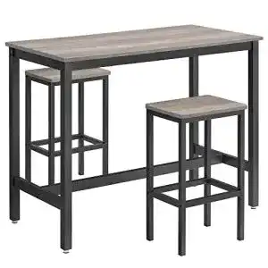 Bartisch VASAGLE Set, Stehtisch mit 2 Barhockern, Küchentresen