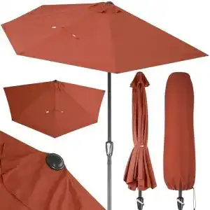 Halber Sonnenschirm Kingsleeve, halbrund Terracotta 2,7m