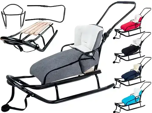 Babyschlitten GagaDumi Schlitten aus Metall mit Rücklehne
