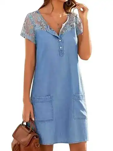 Die beste Jeanskleid ORANDESIGNE V-Ausschnitt Blusenkleid Hemdkleid 2026 Test Bestseller Jeanskleid ORANDESIGNE V-Ausschnitt Blusenkleid Hemdkleid