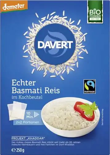 Basmatireis Davert Bio demeter Echter Basmati Reis im Kochbeutel