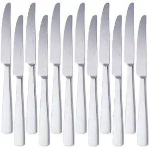 Tafelmesser Amazon Basics, mit Eckiger-Rand, Edelstahl, 12er-Pack