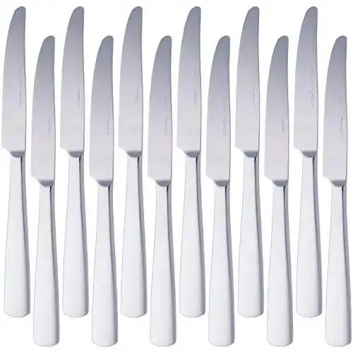 Tafelmesser Amazon Basics, mit Eckiger-Rand, Edelstahl, 12er-Pack
