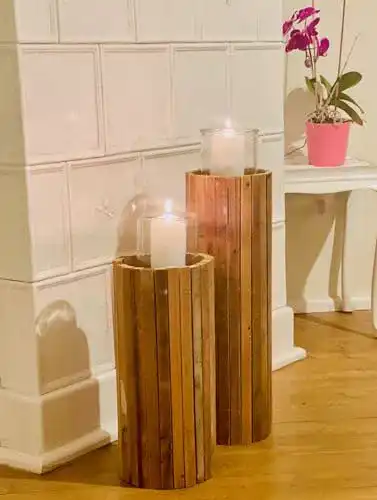 Holzsäule Dekoleidenschaft Windlichtsäule Rustikal