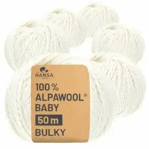 Weisse-Wolle HANSA-FARM 100% Baby Alpakawolle, 6 x 50g