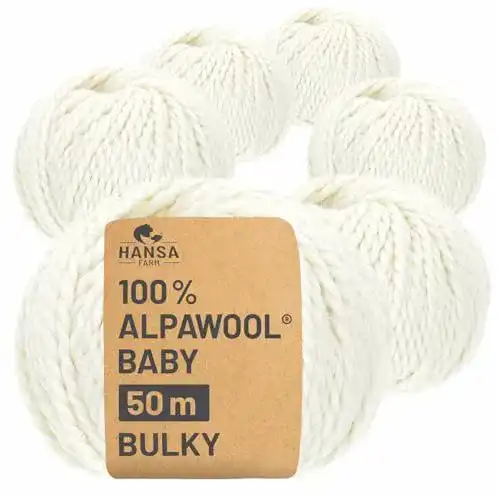 Weisse-Wolle HANSA-FARM 100% Baby Alpakawolle, 6 x 50g