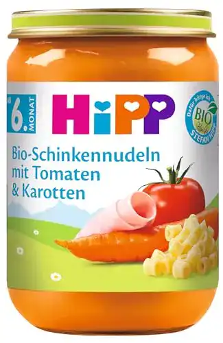 Hipp-Babynahrung HiPP Bio-Schinkennudeln mit Tomaten Karotten