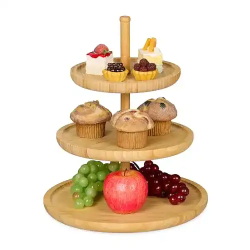 Etagere Relaxdays Bambus H: 25 cm D: 30 cm 3-stöckig aus Holz