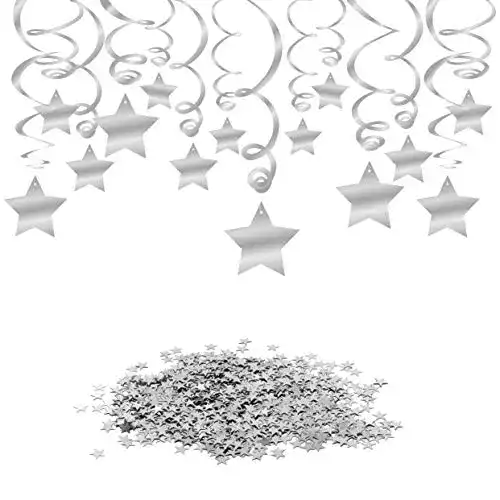 Luftschlangen Konsait Silber Hängedekoration, 30 Teilig Set