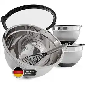 Edelstahlschüsseln mit Deckel BO-LINE ® inkl. Schneebesen