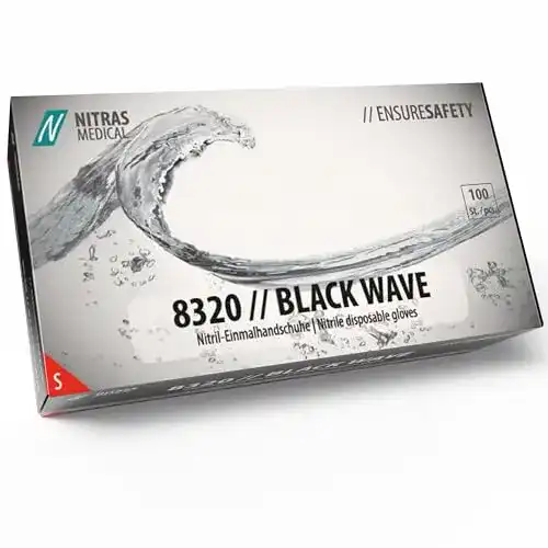 Einmalhandschuhe (S) NITRAS Medical Schwarze Nitril Handschuhe