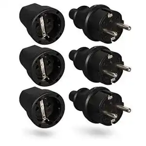 Schuko-Stecker HEITECH Promotion GmbH, 3er Pack, schwarz
