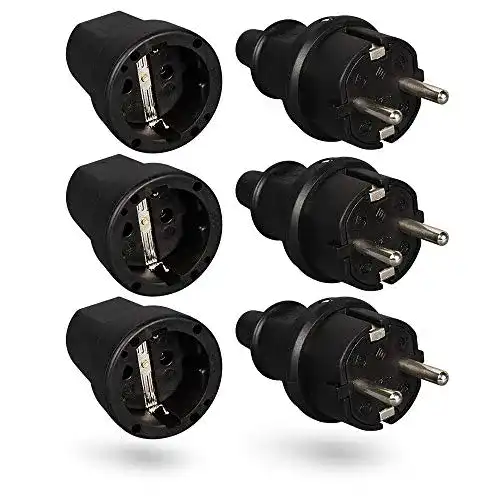 Schuko-Stecker HEITECH Promotion GmbH, 3er Pack, schwarz