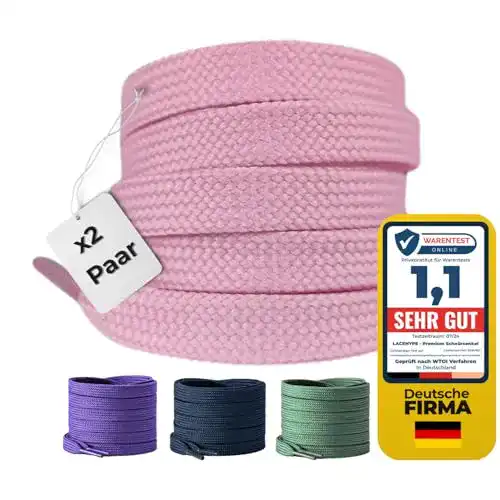 Pinke Schnürsenkel LaceHype 2 Paar – Premium Schnürsenkel flach