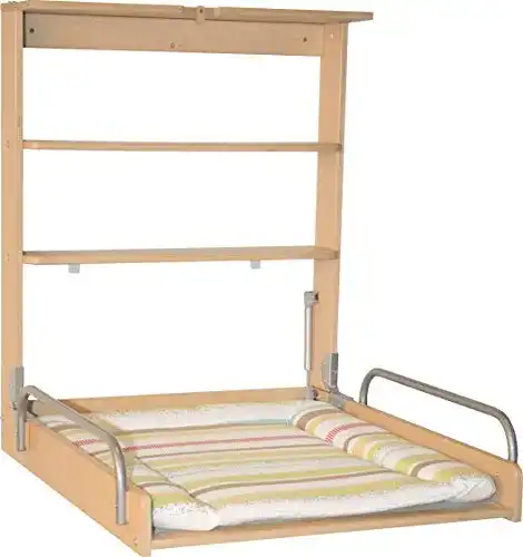 Wandwickelregal roba, klappbares sicheres Wickelregal, natur
