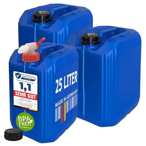 Wasserkanister (Camping) plasteo 3X 25 Liter Getränke