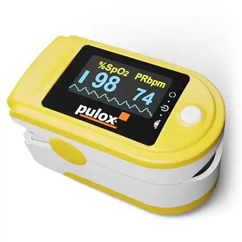 Pulsoximeter PULOX PO-200 Solo in Gelb, Messung am Finger