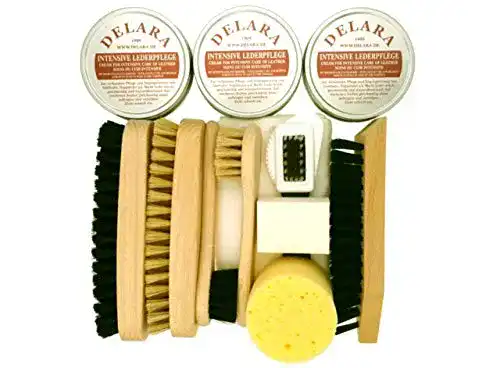 Schuhputzset DELARA 12-teiliges Schuhputz-Set mit drei Dosen