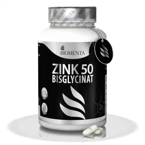 Zink BIOMENTA 50 mg, vegan, Bisglycinat hochdosiert mit 25 mg