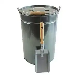 Ascheeimer Schürer 25l + Kohleschaufel Holzgriff