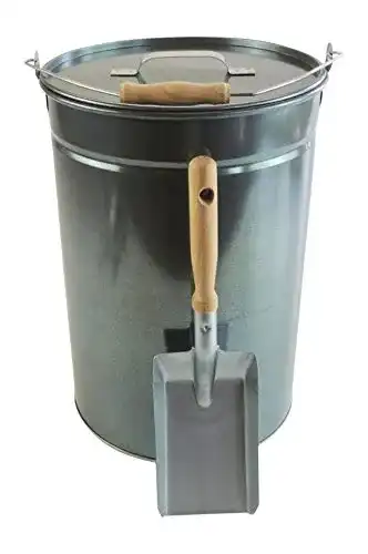 Ascheeimer Schürer 25l + Kohleschaufel Holzgriff