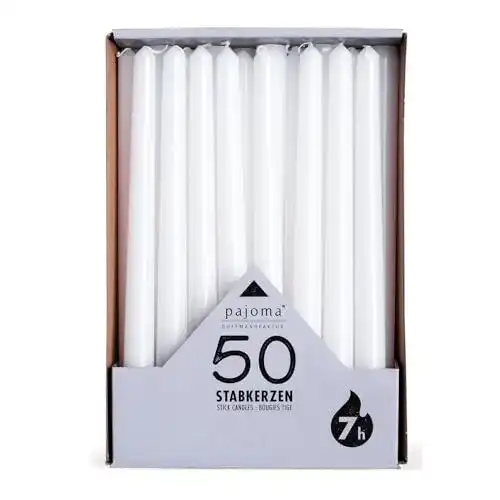 Die beste Stabkerzen pajoma, weiß, 50 Stück, Höhe 25 cm 2026 Test Bestseller Stabkerzen pajoma, weiß, 50 Stück, Höhe 25 cm