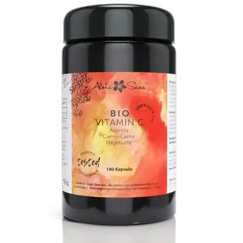Acerola-Kapseln Aloha Sana, Natürliches BIO Vitamin C, 150 Stück
