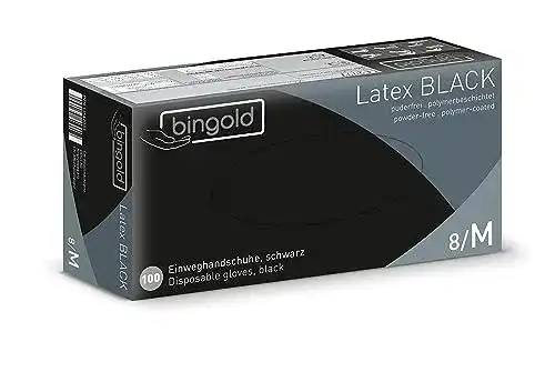 Einmalhandschuhe (schwarz) BINGOLD 619002 Latex Black 100 St