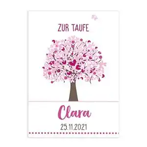 Taufkarte Herz & Heim ® Klappkarte zur Taufe mit Lebensbaum