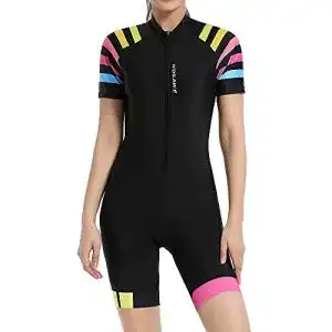Trisuit Damen WOSAWE Triathlon Anzug für Damen Bunte Streifen