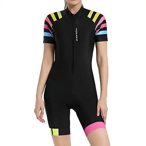 Trisuit Damen WOSAWE Triathlon Anzug für Damen Bunte Streifen