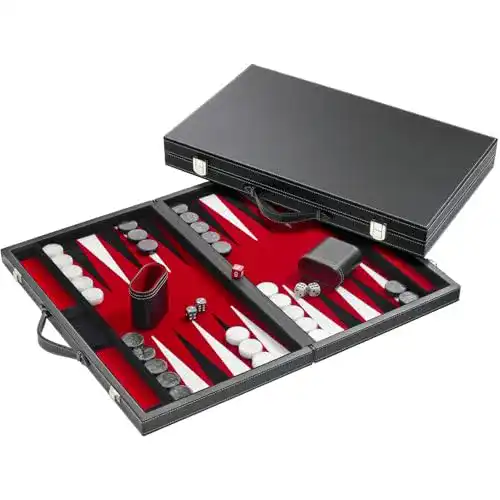Backgammon Philos 1730 – Filzinlet rot-weiß-schwarz, medium