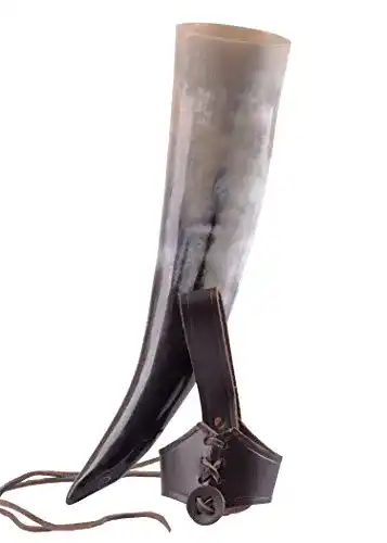Trinkhorn Battle-Merchant Set, Methorn inkl. Gürtelhalter aus Leder