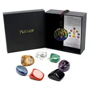 Chakra-Steine Yunoun, Heilkristalle, für Kristalltherapie, 7-teilig