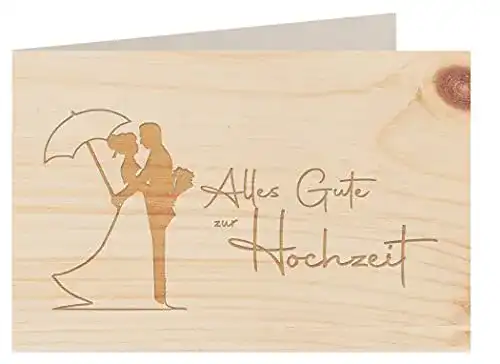 Hochzeitskarte myZirbe Holzgrußkarte – ALLES GUTE ZUR HOCHZEIT