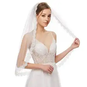 Schleier Yolev Braut Hochzeit Einfacher Tüll Braut 1 Schicht Spitze