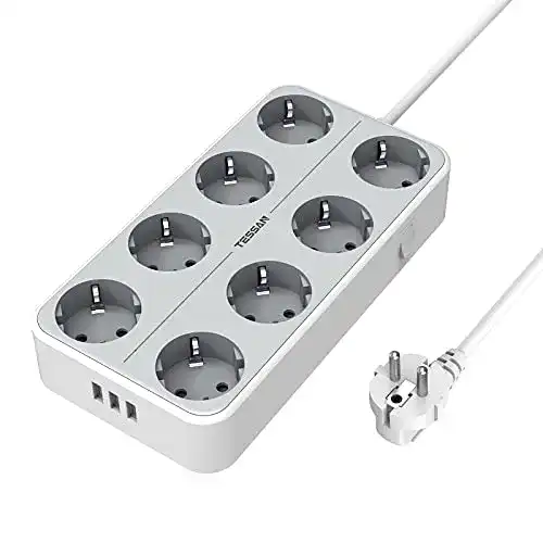 Steckdosenleiste mit USB TESSAN Steckdosenleiste, mit 8 Fach