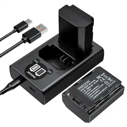 Sony-Akkus ENEGON Ersatzakku (2 Stück) und Smart LED Dual USB