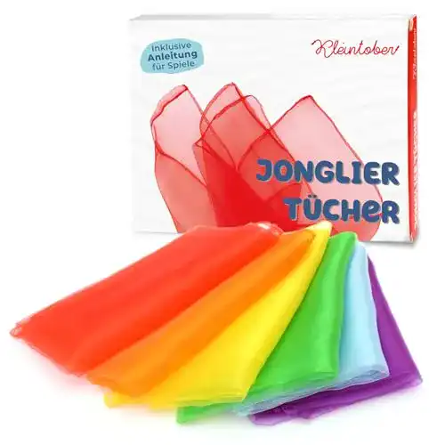 Jongliertücher Kleintober, bunte Chiffontücher mit Anleitung