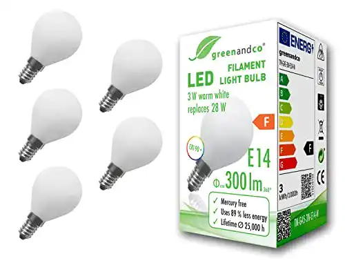 E14-LED GreenAndCo 5x ® CRI 90+ Glühfaden LED Lampe ersetzt 28