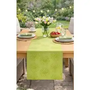 Tischläufer Kamaca BLÜTEN Meer grün 40×140 Lotus Effekt