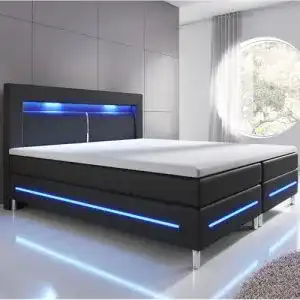Boxspringbett 180×200 Juskys, Norfolk, LED-Beleuchtung